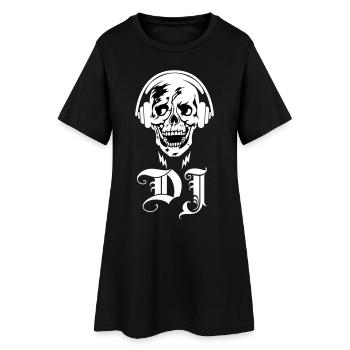 44 Totenkopf Skull DJ Kopfhörer Blitze - Frauen T-Shirt-Kleid - Schwarz - Vorne