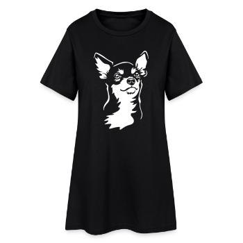 Tête de Chihuahua "Black Edition" - Robe T-shirt Femme - noir - Devant