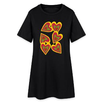 cœurs en feu - Robe T-shirt Femme - noir - Devant