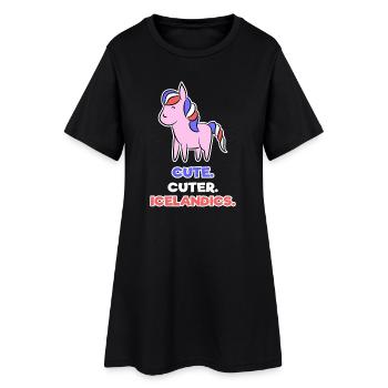 Pony Haflinger Statement Islandpferde Islandponys - Frauen T-Shirt-Kleid - Schwarz - Vorne