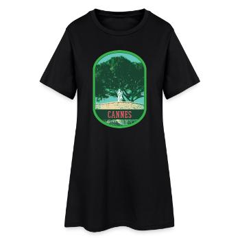 Écusson Illustration Suquet, Cannes, France - Robe T-shirt Femme - noir - Devant