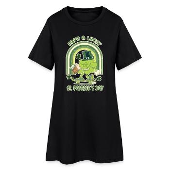 ST. Patrick's Day Skater Clover - Women’s T-Shirt Dress - black - Front