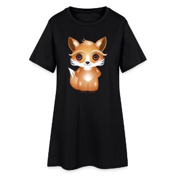 Renard mignon dans le style comique kawaii - Robe T-shirt Femme - noir - Devant