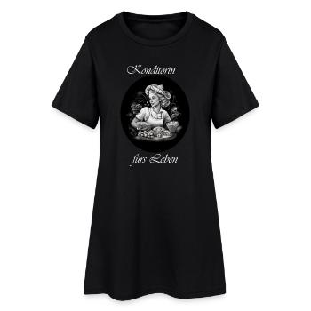 Konditorin fürs Leben weiß - Frauen T-Shirt-Kleid - Schwarz - Vorne