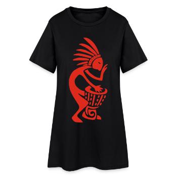 Joueur de tam tam (rouge) - Robe T-shirt Femme - noir - Devant