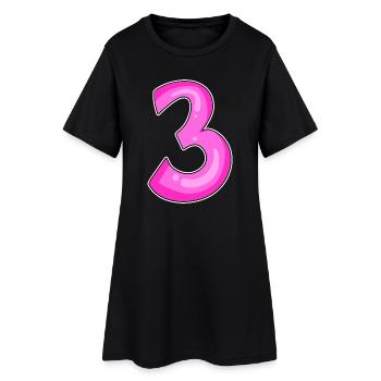 Trois - 3 - Numéro 3 - Numéro 3 - Robe T-shirt Femme - noir - Devant