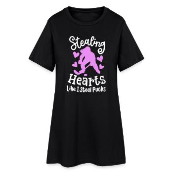 Eishockey Eishockeyspielerin Valentinstag - Frauen T-Shirt-Kleid - Schwarz - Vorne