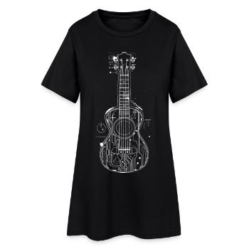 Ukulele Grafik - Frauen T-Shirt-Kleid - Schwarz - Vorne