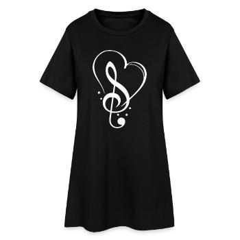 coeur musical avec illustration de clé de sol - Robe T-shirt Femme - noir - Devant