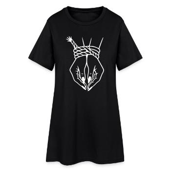 Illustration complexe de nœud de main et de corde - Robe T-shirt Femme - noir - Devant