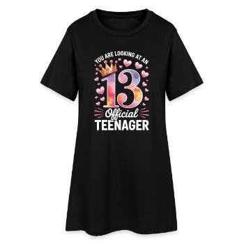 13th birthday teenager gift - Women’s T-Shirt Dress - black - Front