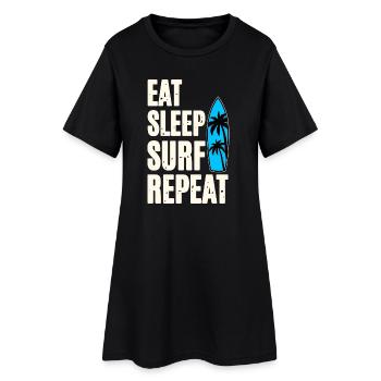 Eat Sleep Surf Repeat - Frauen T-Shirt-Kleid - Schwarz - Vorne