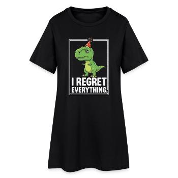 Chapeau de fête dino je regrette tout - Robe T-shirt Femme - noir - Devant
