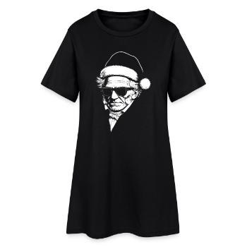 Portrait noir du Père Noël Schopenhauer avec lunettes de soleil - Robe T-shirt Femme - noir - Devant