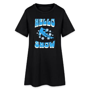 Hallo Schnee Skifahren Wintersport - Frauen T-Shirt-Kleid - Schwarz - Vorne