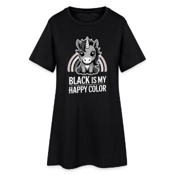 Gris licorne arc-en-ciel : Le noir est ma couleur joyeuse - Robe T-shirt Femme - noir - Devant