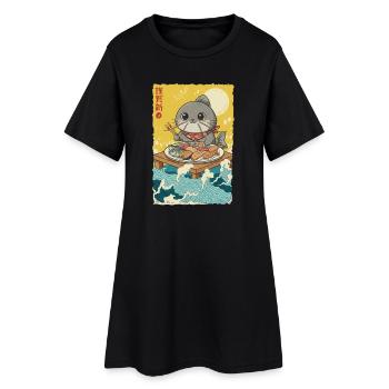 Poissons Chats Kawaii - Robe T-shirt Femme - noir - Devant