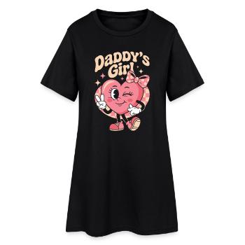 Daddys Girl Retro Herz Niedliche Rosa Familie - Frauen T-Shirt-Kleid - Schwarz - Vorne