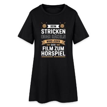 Filmhörspiel beim Stricken - Frauen T-Shirt-Kleid - Schwarz - Vorne