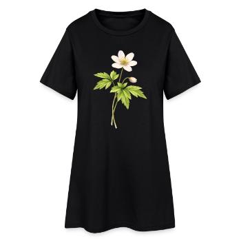 Illustration de fleur printanière anémone des bois - Robe T-shirt Femme - noir - Devant