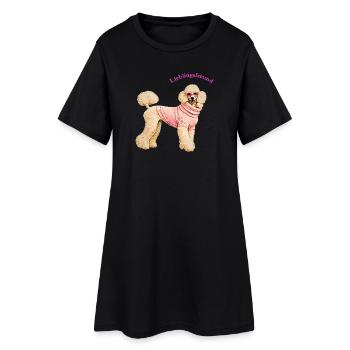 Lieblingsfreund Königspudel im rosa Pullover - Frauen T-Shirt-Kleid - Schwarz - Vorne