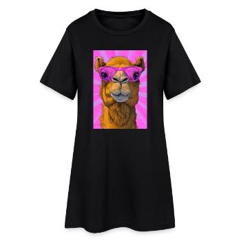 chameau - Robe T-shirt Femme - noir - Devant