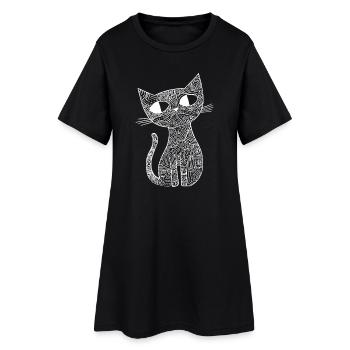 Croquis du chat - Robe T-shirt Femme - noir - Devant