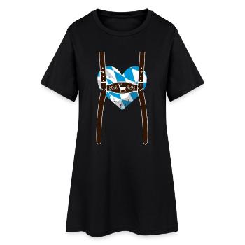 Lederhose & Bayern Flaggen Herz - Frauen T-Shirt-Kleid - Schwarz - Vorne