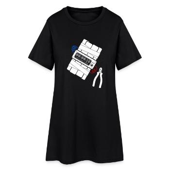 Bomb - pliers - Wire - blue & red - Women’s T-Shirt Dress - black - Front