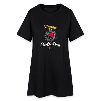 Happy Earth Day TShirt "Heart" - Frauen T-Shirt-Kleid - Schwarz - Vorne