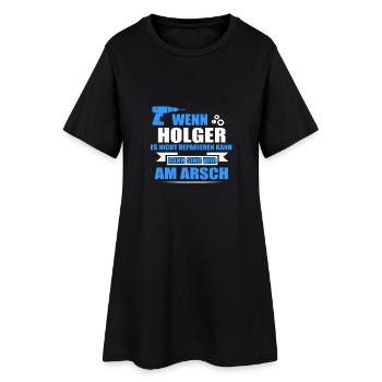 HOLGER -Geschenk - Frauen T-Shirt-Kleid - Schwarz - Vorne
