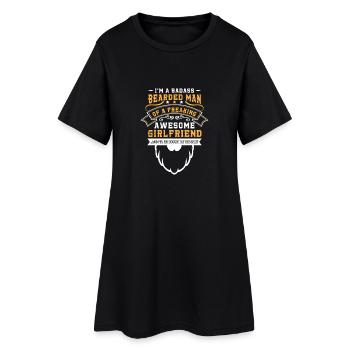 Badass bearded man of freaking awesome girlfriend - Robe T-shirt Femme - noir - Devant