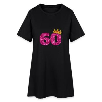 Glitter 1960 60 Jahre Geburtstag Pailletten Krone - Frauen T-Shirt-Kleid - Schwarz - Vorne