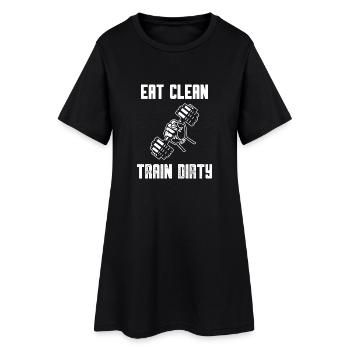 Eat Clean - Train Dirty - Frauen T-Shirt-Kleid - Schwarz - Vorne