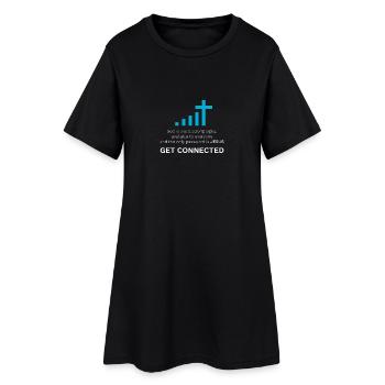 Jesus Tshirt Get Connected Geschenk Christen Kreuz - Frauen T-Shirt-Kleid - Schwarz - Vorne