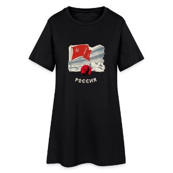 russie, lenin, drapeau, faucille, drapeau, moscou, russie - Robe T-shirt Femme - noir - Devant