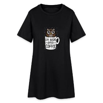 Chouette hibou cadeau café - Robe T-shirt Femme - noir - Devant