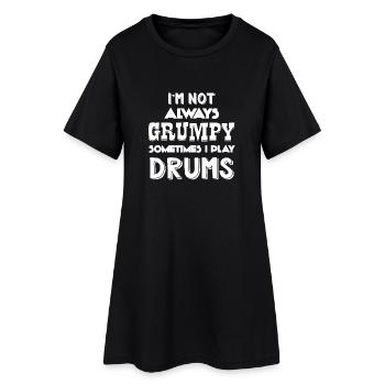 Batteur - Drummer - Drums - Drôle - Robe T-shirt Femme - noir - Devant