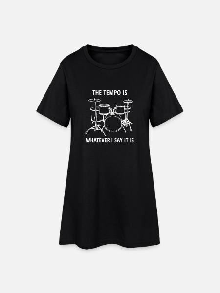 Batteur - Batterie - Batteur - Tempo - Robe T-shirt Femme - noir