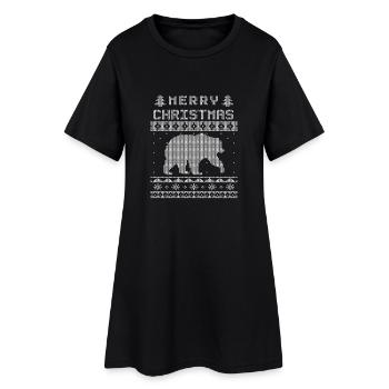 Ugly Christmas Bear Edition - Frauen T-Shirt-Kleid - Schwarz - Vorne
