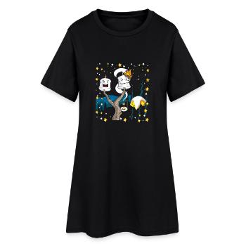 Happy Camper Marshmallow Campfire Gift Shirt - Women’s T-Shirt Dress - black - Front