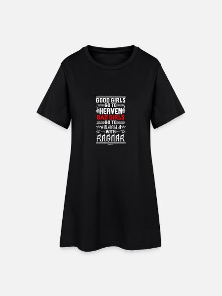 Vikinger Frau Walhalla Odin - Frauen T-Shirt-Kleid - Schwarz