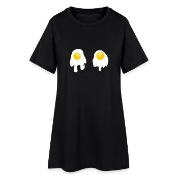 Oeufs au plat - Petit déjeuner - Robe T-shirt Femme - noir - Devant