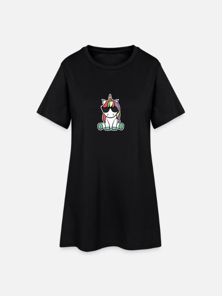 Pony Einhorn Retro Geschenkidee Witzig Sommer Süß - Frauen T-Shirt-Kleid - Schwarz