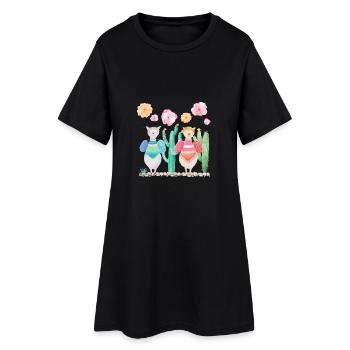 Lama Walk - Frauen T-Shirt-Kleid - Schwarz - Vorne