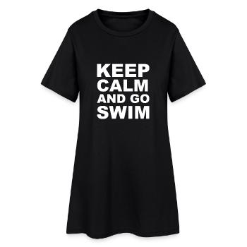 Reste calme et va nager! - Cadeau - Robe T-shirt Femme - noir - Devant