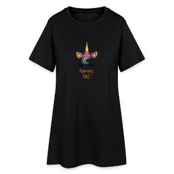 Fille licorne - Robe T-shirt Femme - noir - Devant