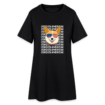 Corgi avec lunettes de soleil Etats-Unis Amour des chiens - Robe T-shirt Femme - noir - Devant