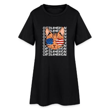 Chat avec lunettes de soleil Etats-Unis Amour du chat - Robe T-shirt Femme - noir - Devant