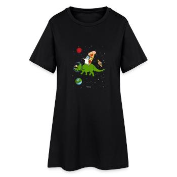 Cadeau de dinosaure de chat à pizza - Robe T-shirt Femme - noir - Devant